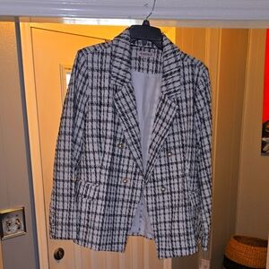 Women's Black and White Plaid Jacket